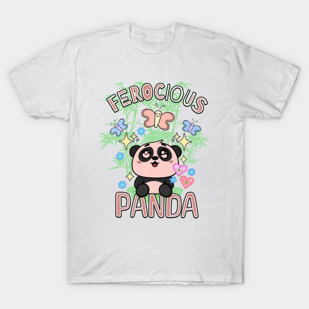 Panda For Kids Ferocious Sweet Panda Japanese Style Bamboos T-Shirt by alcoshirts